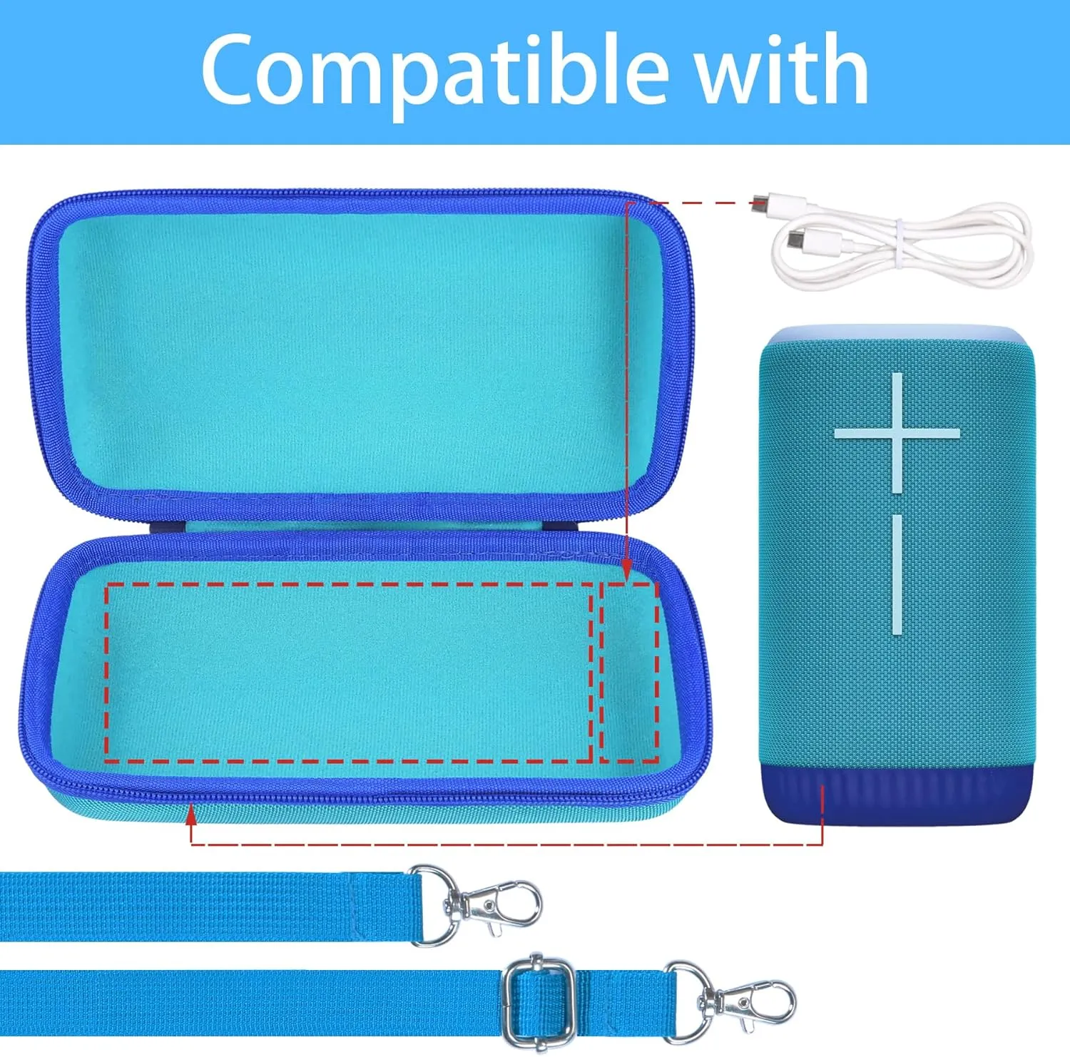 for Ultimate Ears UE EVERBOOM Wireless Bluetooth Portable Speaker Hard Protective Case, Portable Travel Case Replacement (Blue Case) - co2CREA