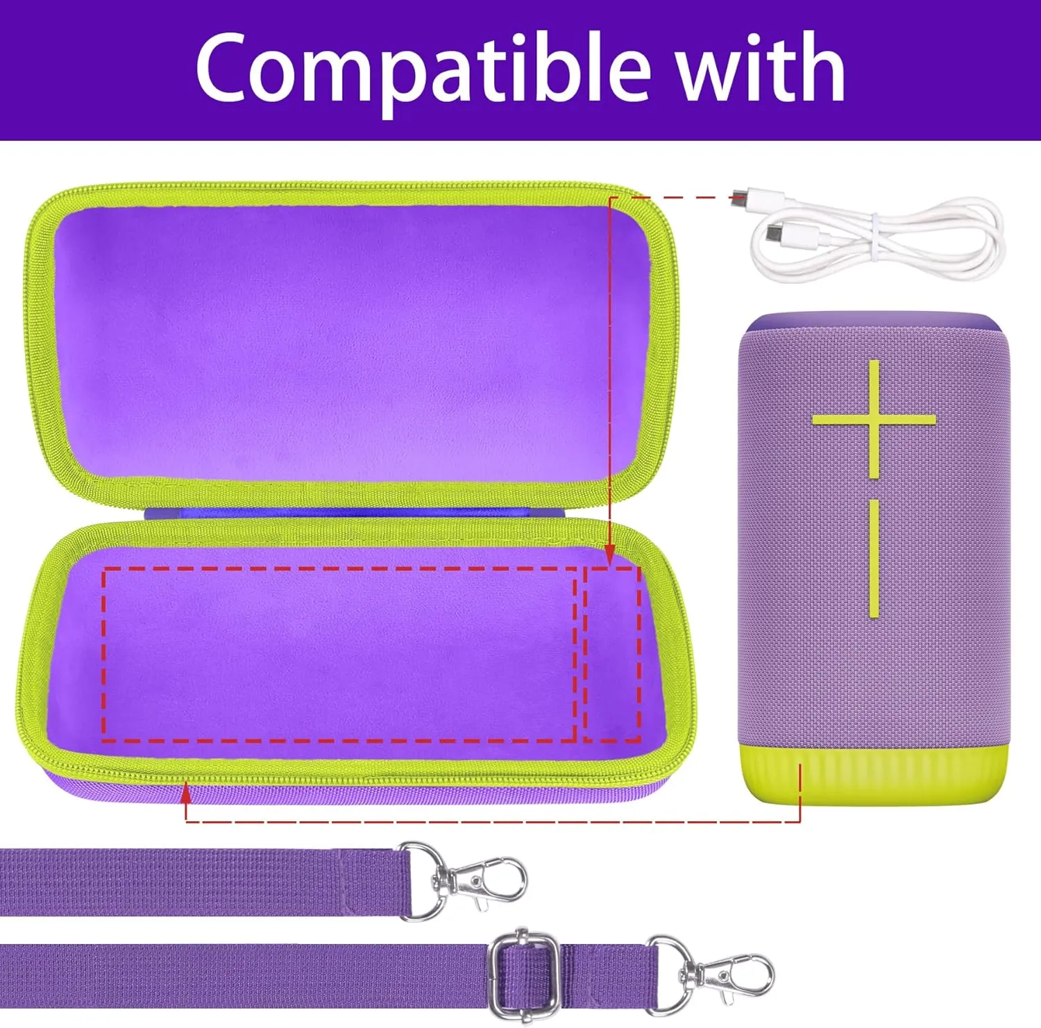 for Ultimate Ears UE EVERBOOM Wireless Bluetooth Portable Speaker Hard Protective Case, Portable Travel Case Replacement (Purple Case) - co2CREA