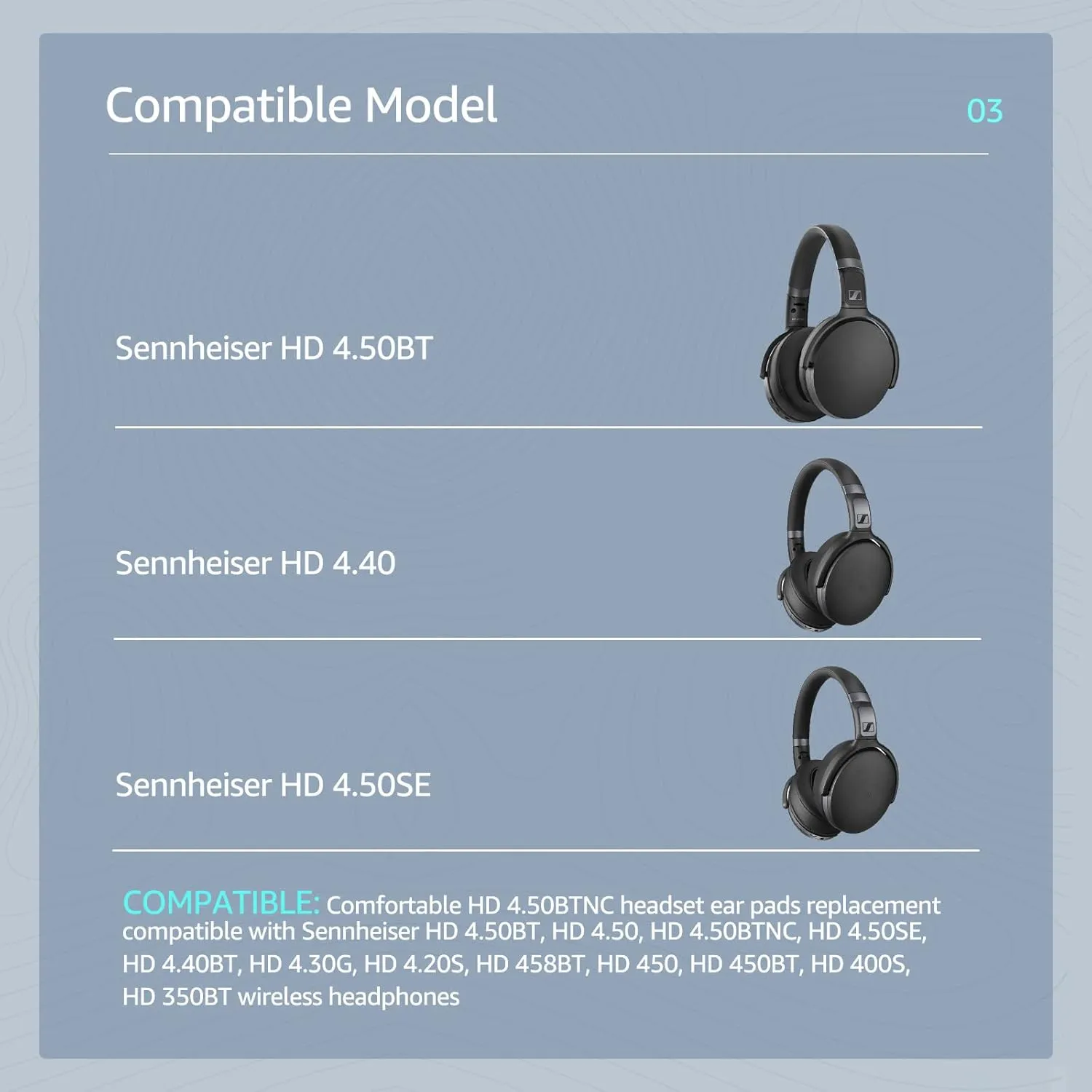 Frozen Replacement Ear Pads for Sennheiser Headphones, Fits HD450BT / HD4.50 /HD4.50BTNC/ HD 458BT/ HD450/ HD4.50 BT, Headset Ear Cushion with Soft Clothes & Memory Foam (Black)