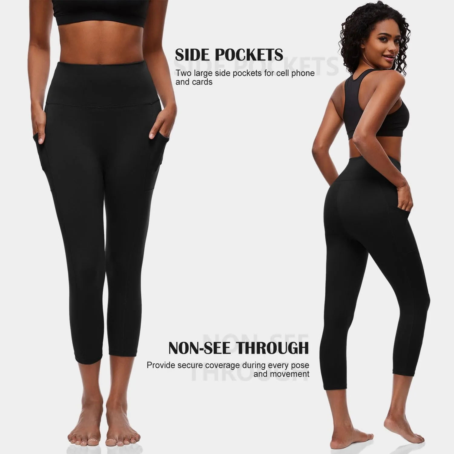FULLSOFT Capri Leggings with Pockets High Waisted Capri Leggings for Women Workout Yoga Pants Capris