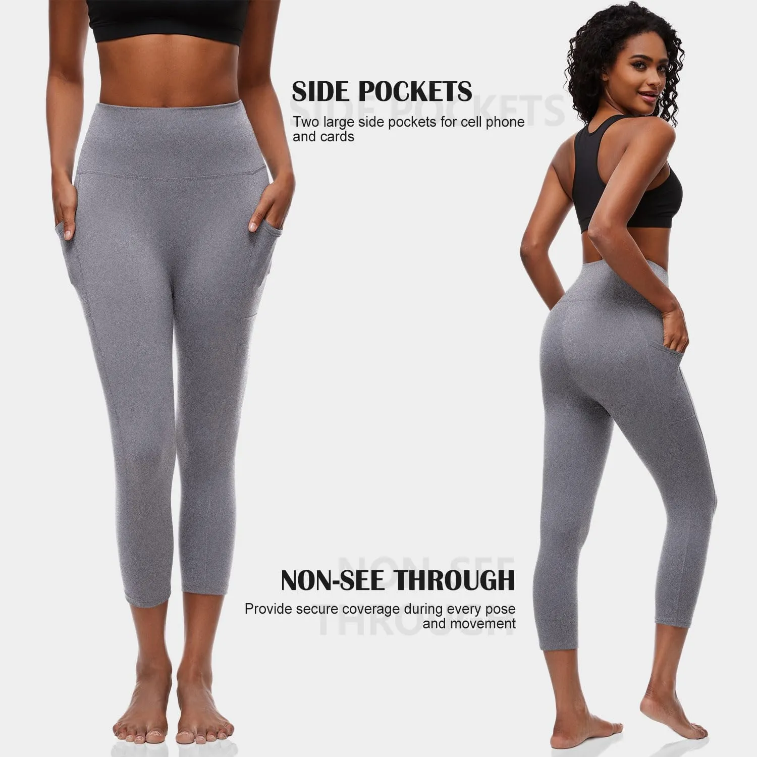 FULLSOFT Capri Leggings with Pockets High Waisted Capri Leggings for Women Workout Yoga Pants Capris