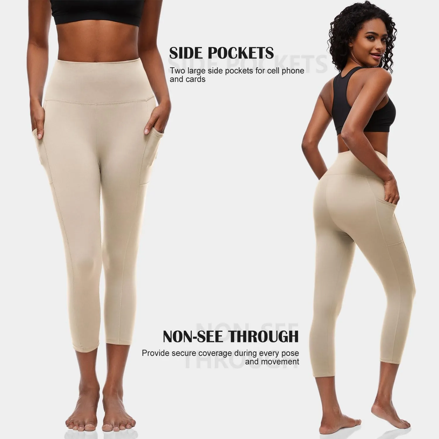 FULLSOFT Capri Leggings with Pockets High Waisted Capri Leggings for Women Workout Yoga Pants Capris