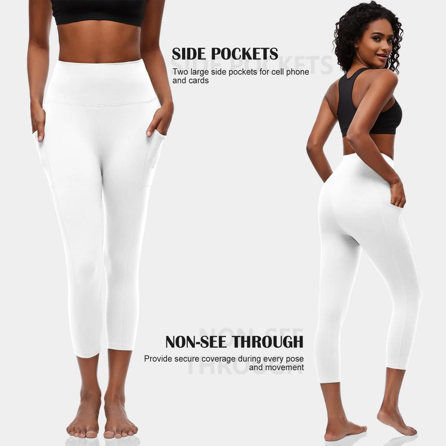 FULLSOFT Capri Leggings with Pockets High Waisted Capri Leggings for Women Workout Yoga Pants Capris