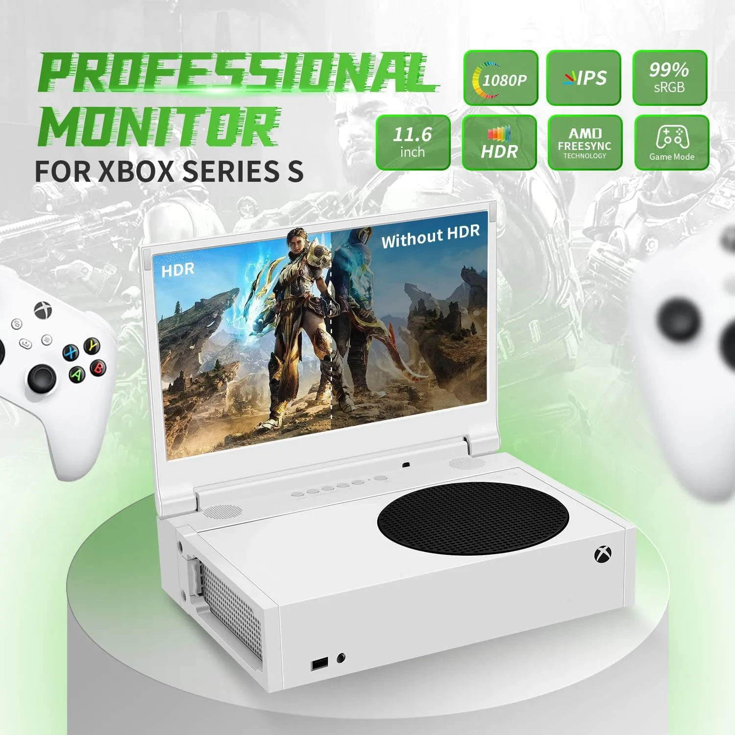 G-STORY 11.6' Portable Gaming Monitor for Xbox Series S - 1080P IPS Screen with Two HDMI, HDR, Freesync, Game Mode, Travel Monitor