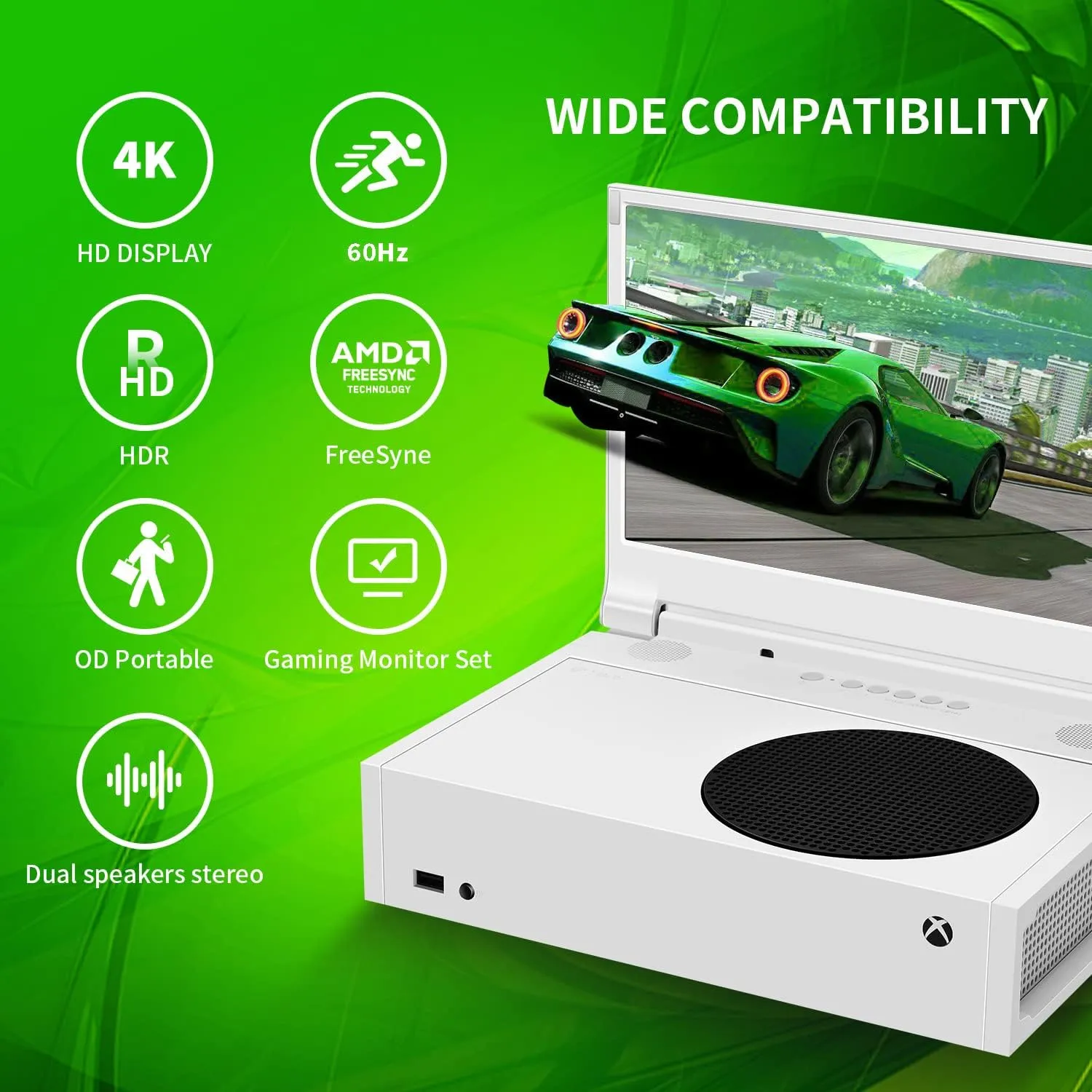 G-STORY 15.6" Portable Monitor for Xbox Series S 4K Portable Gaming Monitor IPS Screen for Xbox Series Snot Included with Two HDMI, HDR, Freesync Game Mode Travel Monitor