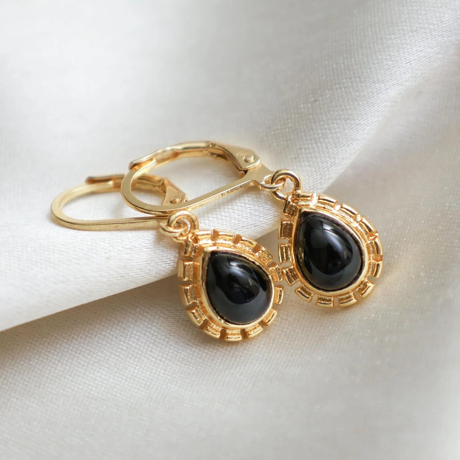 Gempires Gemstone Sunburst Drop Earrings for Women Handmade Gold-Plated Jewelry Dainty Leverback Earrings Minimalist Everyday Style Elegant Gift for Her