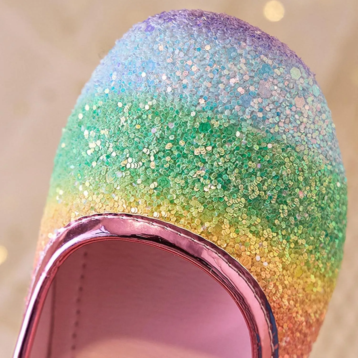 Girls Print Sandal Girls Rainbow Soft Sole Shoes Performance Party Shoes Crystal Thick Heel Casual Sandals
