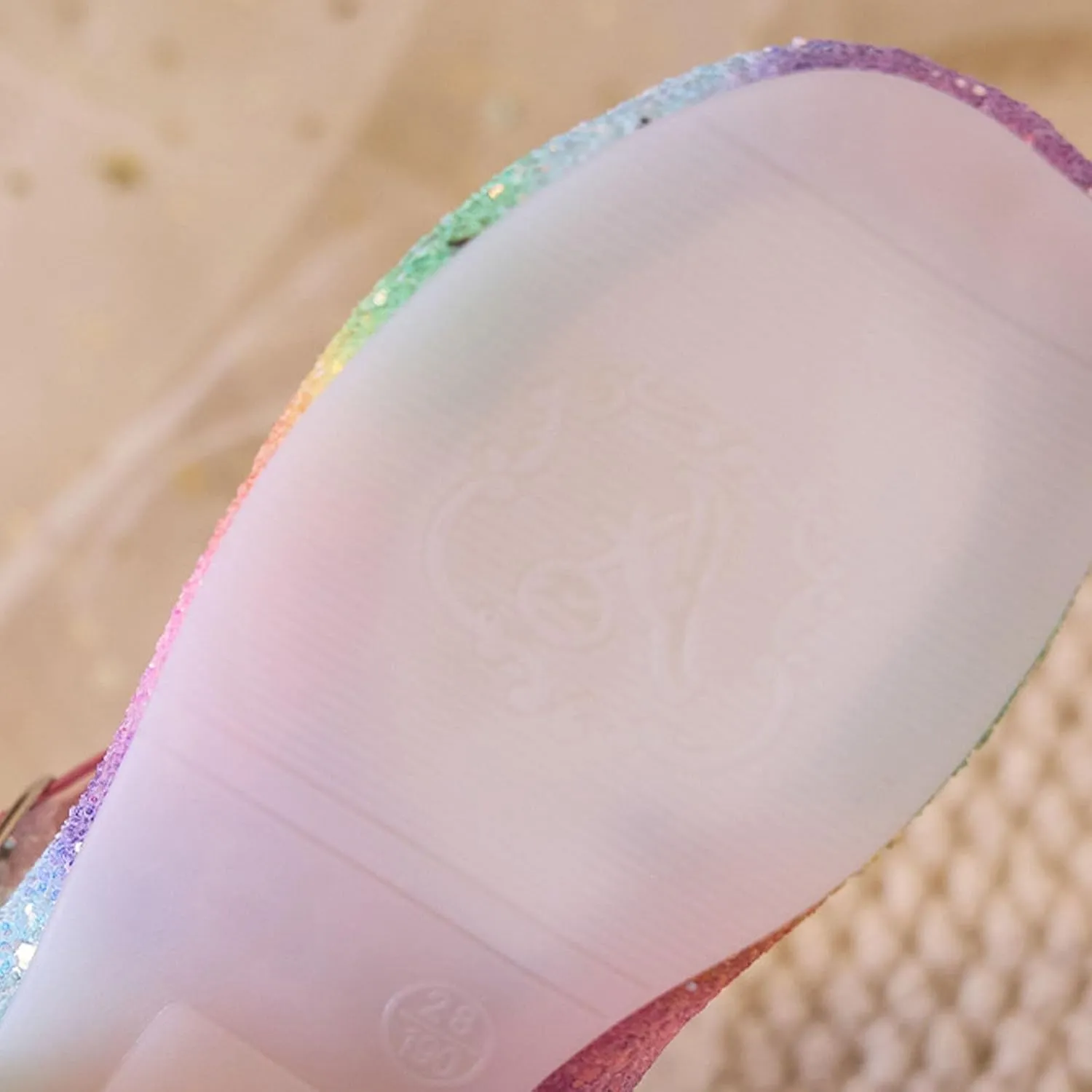 Girls Print Sandal Girls Rainbow Soft Sole Shoes Performance Party Shoes Crystal Thick Heel Casual Sandals