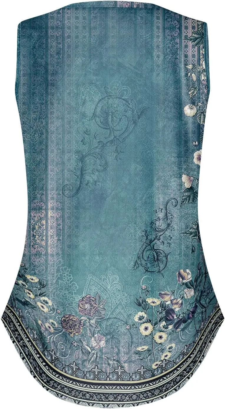 GOFULY Tank Top for Women Dressy V Neck Tops Loose Fit Sleeveless Floral Print Shirts Dressy Casual Summer 2025 Blouses