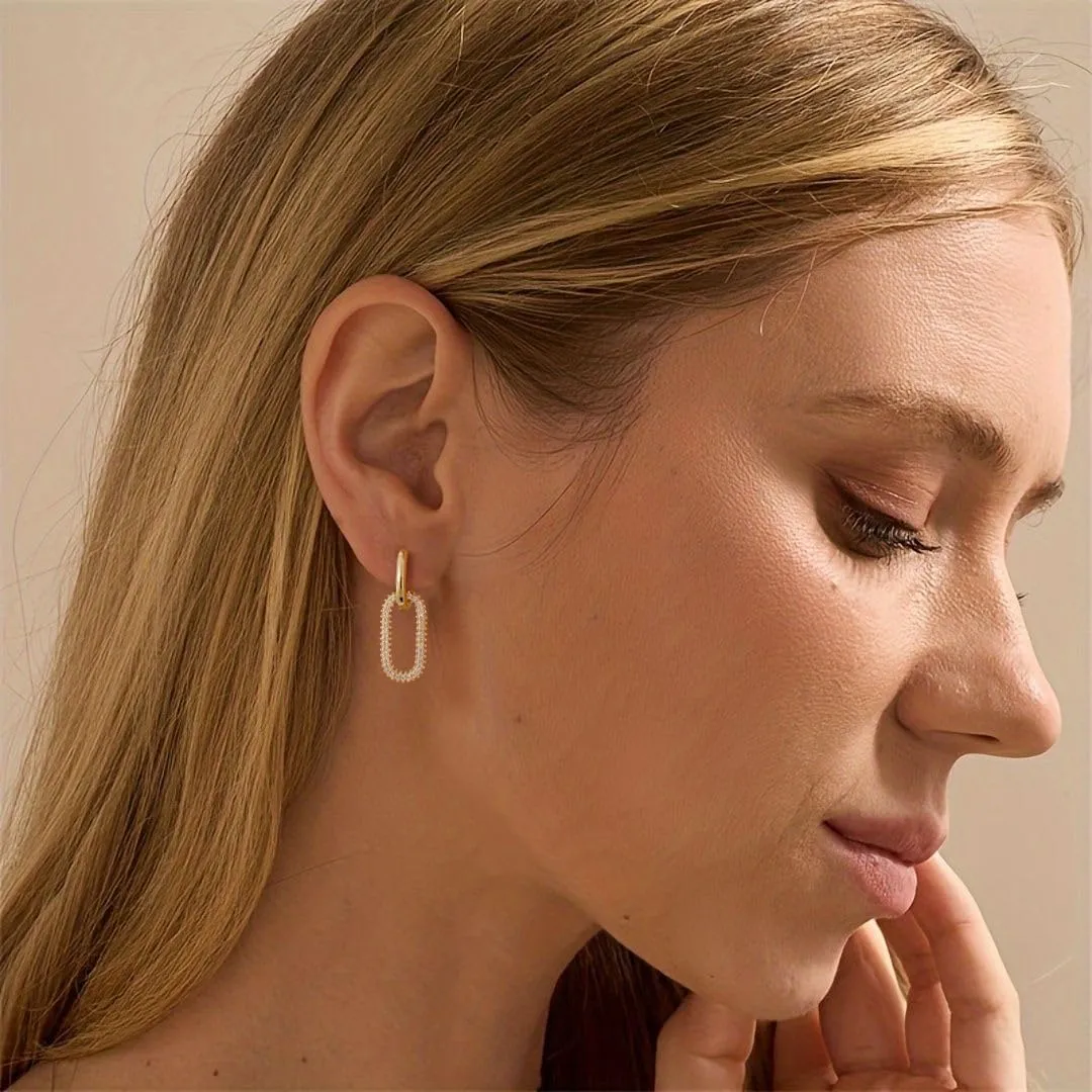 Gold Earrings for Women,14k Gold Plated Pearl Drop Earring Dainty Gold Bridal Prom Earrings Small Cute Stud Earring Wedding Dangle Earrings for Women Trendy Prom Bride Jewelry Gifts