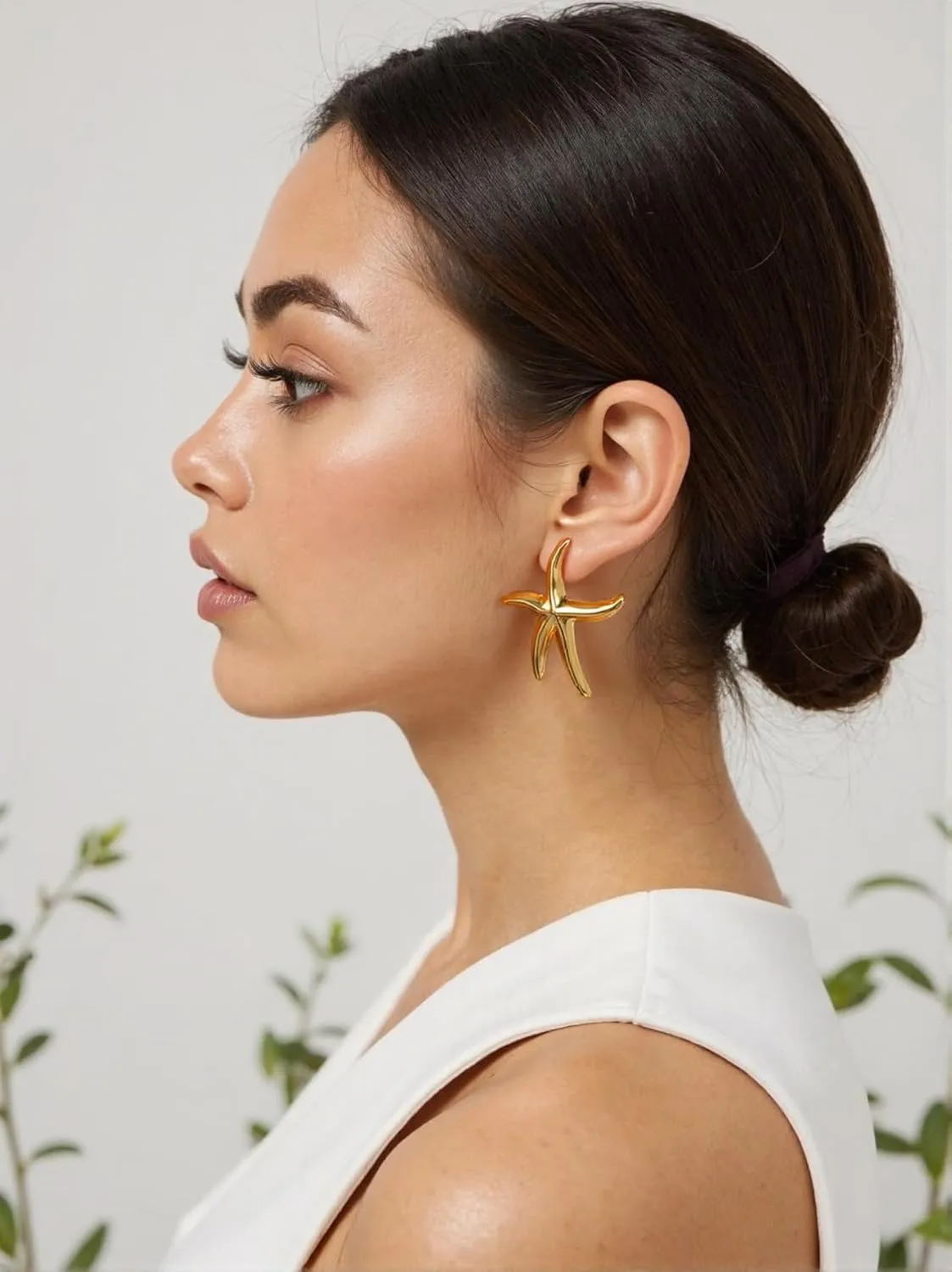 Gold Starfish Earrings for Women Pearl Drop Dangle Big Statement Beach Vocation Outfits Stud Earring Trendy Jewelry Gift