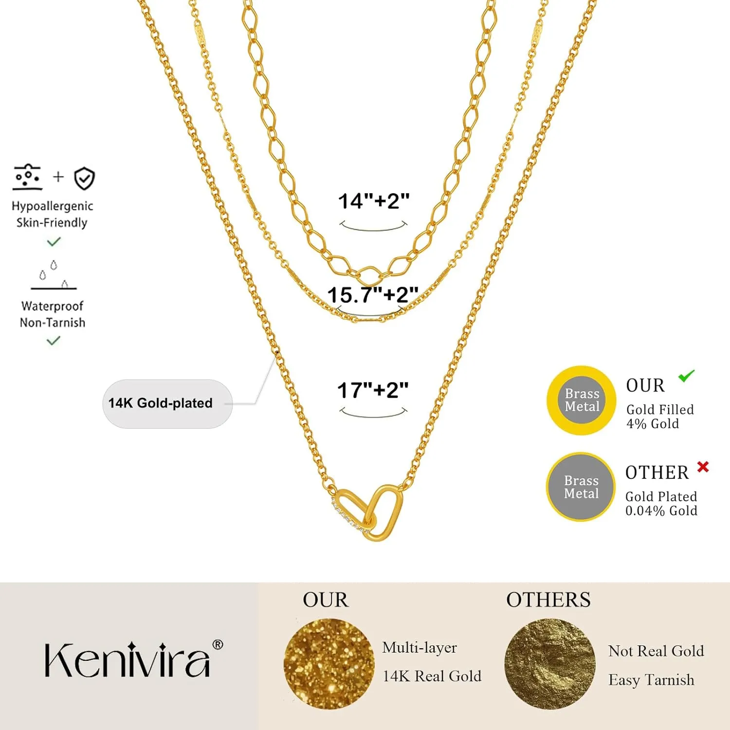 Gold/Silver Necklace for Women,Layered Gold Plated Chain Necklace Set Non Tarnish,Gold Layering Stacked Simple Everyday Waterproof Necklaces Jewelry
