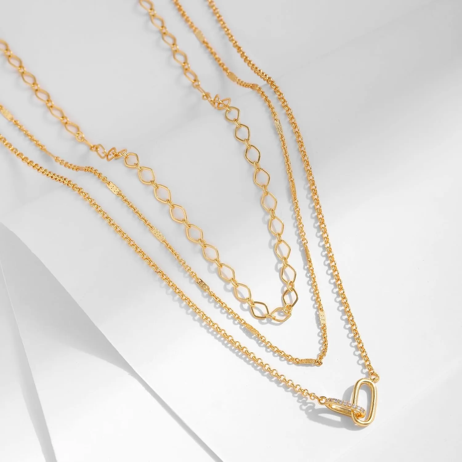 Gold/Silver Necklace for Women,Layered Gold Plated Chain Necklace Set Non Tarnish,Gold Layering Stacked Simple Everyday Waterproof Necklaces Jewelry
