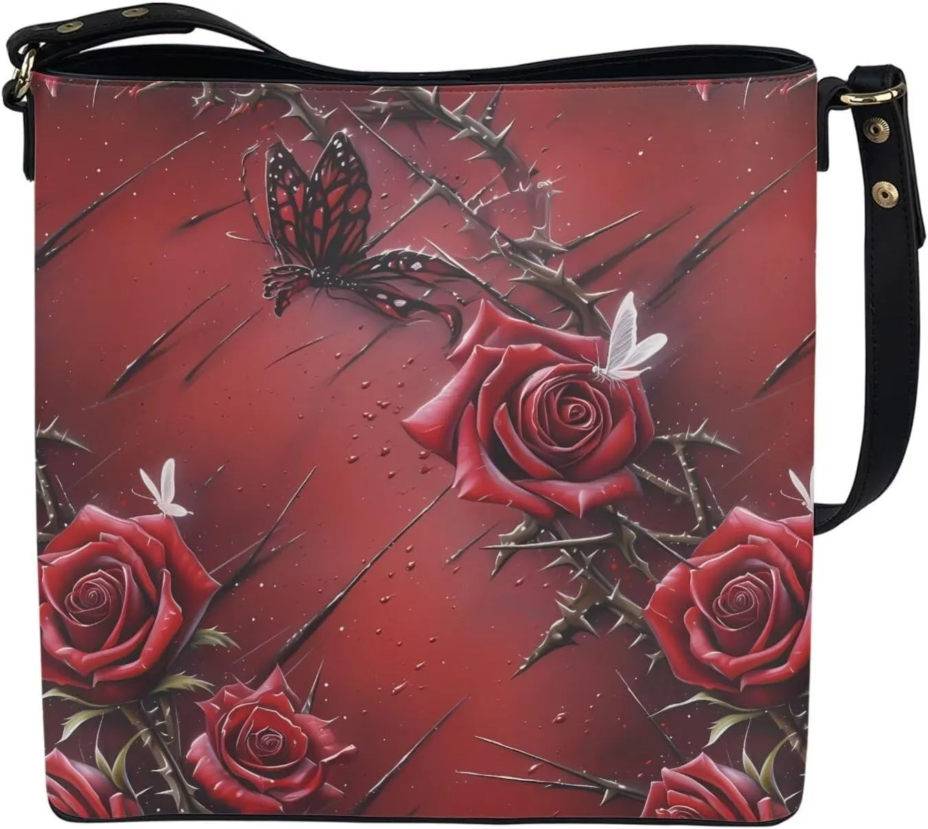 Gothic Style Bucket Bags Purses for Women with Adjustable Strap, PU Leather Tote Handbags Large Top Handle Satchel