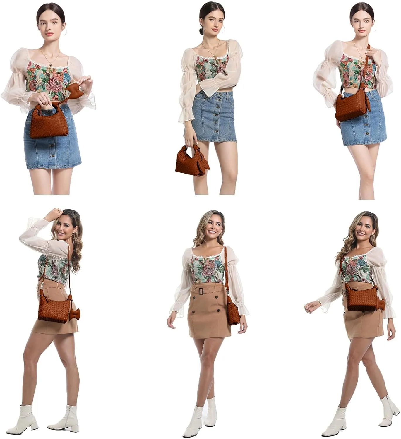 Handbag Crossbody Tote Bag for Women Small Hand Bag weave Vegan Leather Purse Clutch Women's Leather Medium Hobo Bag