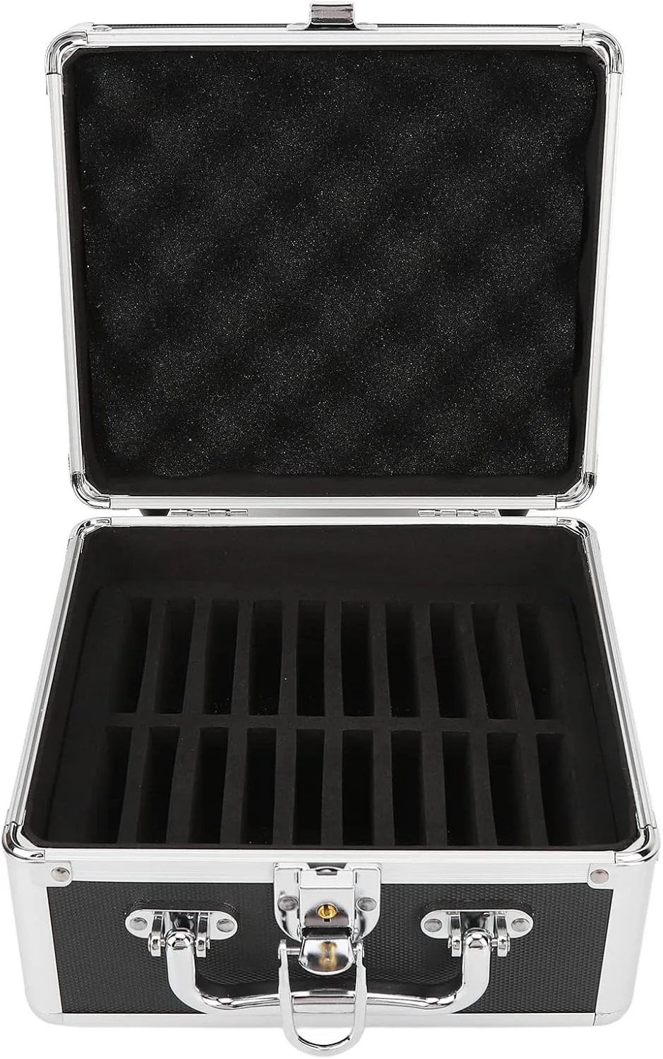 Hard Drive Case, 2.5in Hard Drive Storage Box, 20 Bays Double Protection Convenient Handle Hard Drive Case with Security Lock high Strength Sturdy Handle Aluminum Alloy Corner Design for Home Office