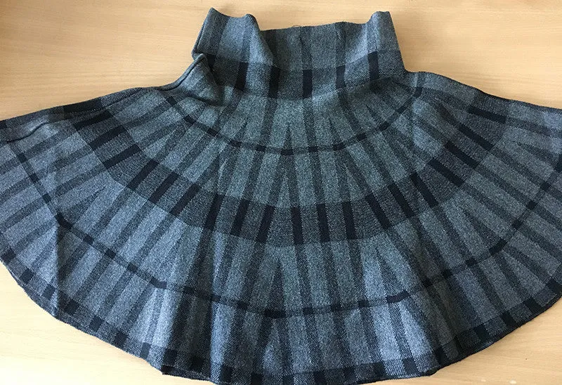 High Waist Short Mini Pleated Wool Plaid Women's Skirts
