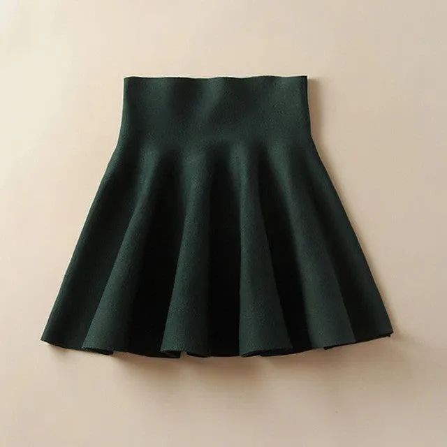 High Waist Short Mini Pleated Wool Plaid Women's Skirts