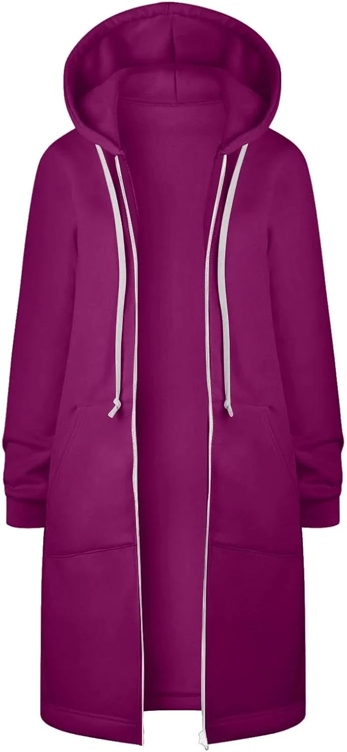 hlysgo Oversized Hoodies for Women Fall Zip Up Lightweight Tunic Sweatshirts Casual Long Sleeve Hooded Jackets with Pockets