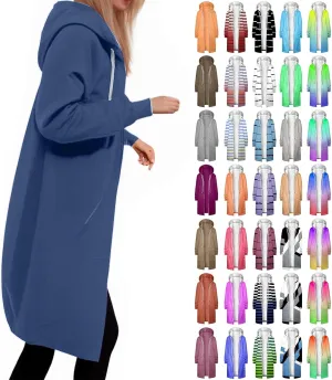 hlysgo Oversized Hoodies for Women Fall Zip Up Lightweight Tunic Sweatshirts Casual Long Sleeve Hooded Jackets with Pockets