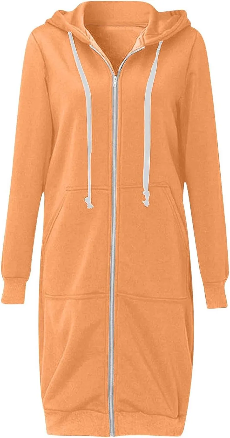 hlysgo Oversized Hoodies for Women Fall Zip Up Lightweight Tunic Sweatshirts Casual Long Sleeve Hooded Jackets with Pockets