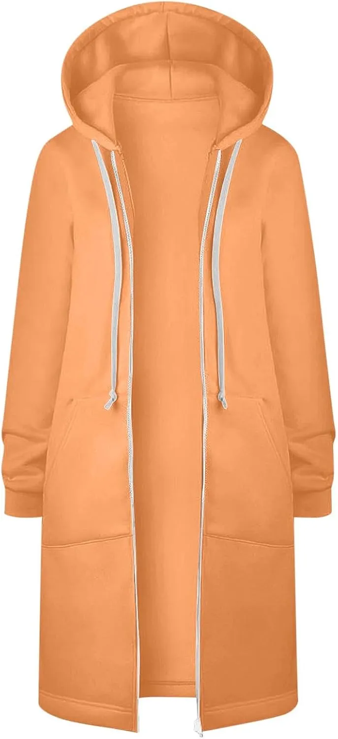 hlysgo Oversized Hoodies for Women Fall Zip Up Lightweight Tunic Sweatshirts Casual Long Sleeve Hooded Jackets with Pockets