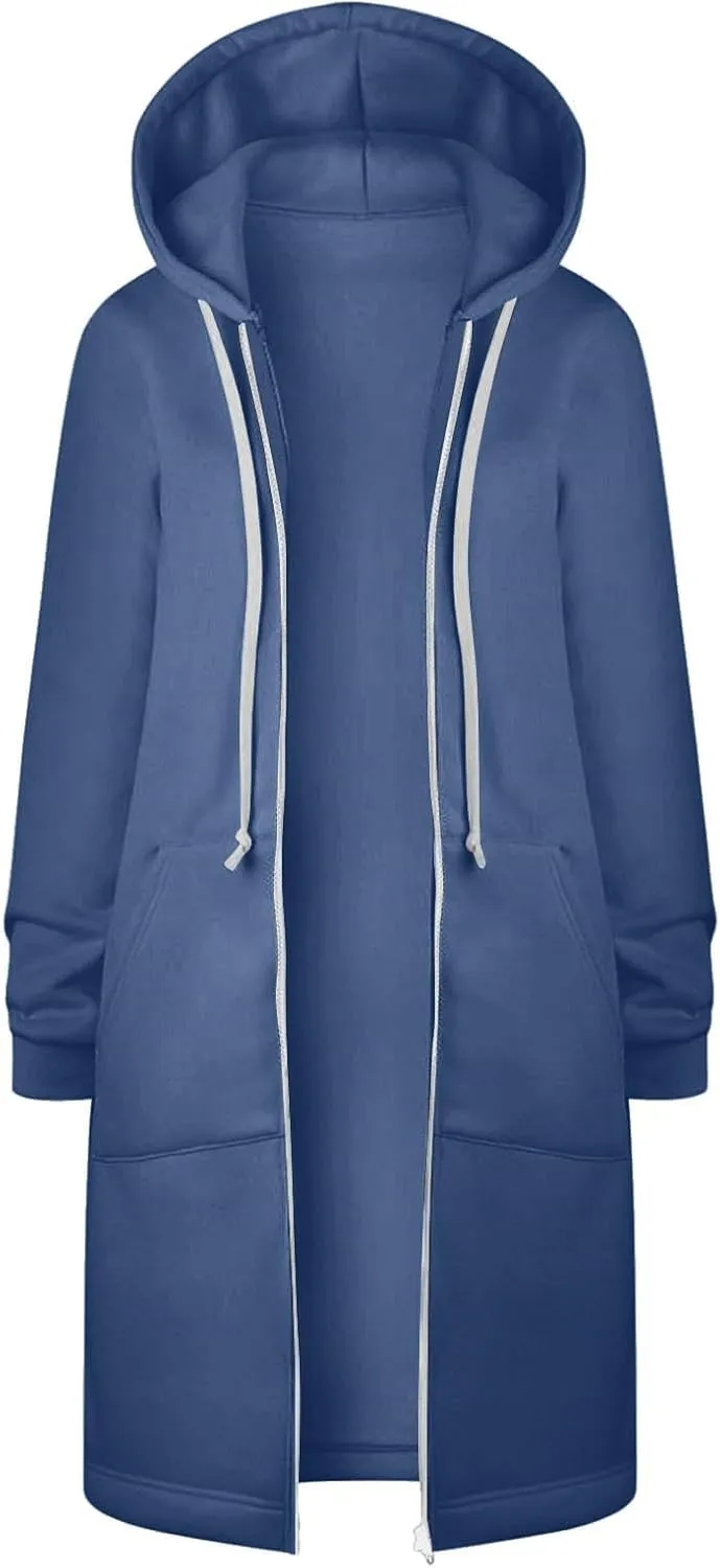 hlysgo Oversized Hoodies for Women Fall Zip Up Lightweight Tunic Sweatshirts Casual Long Sleeve Hooded Jackets with Pockets