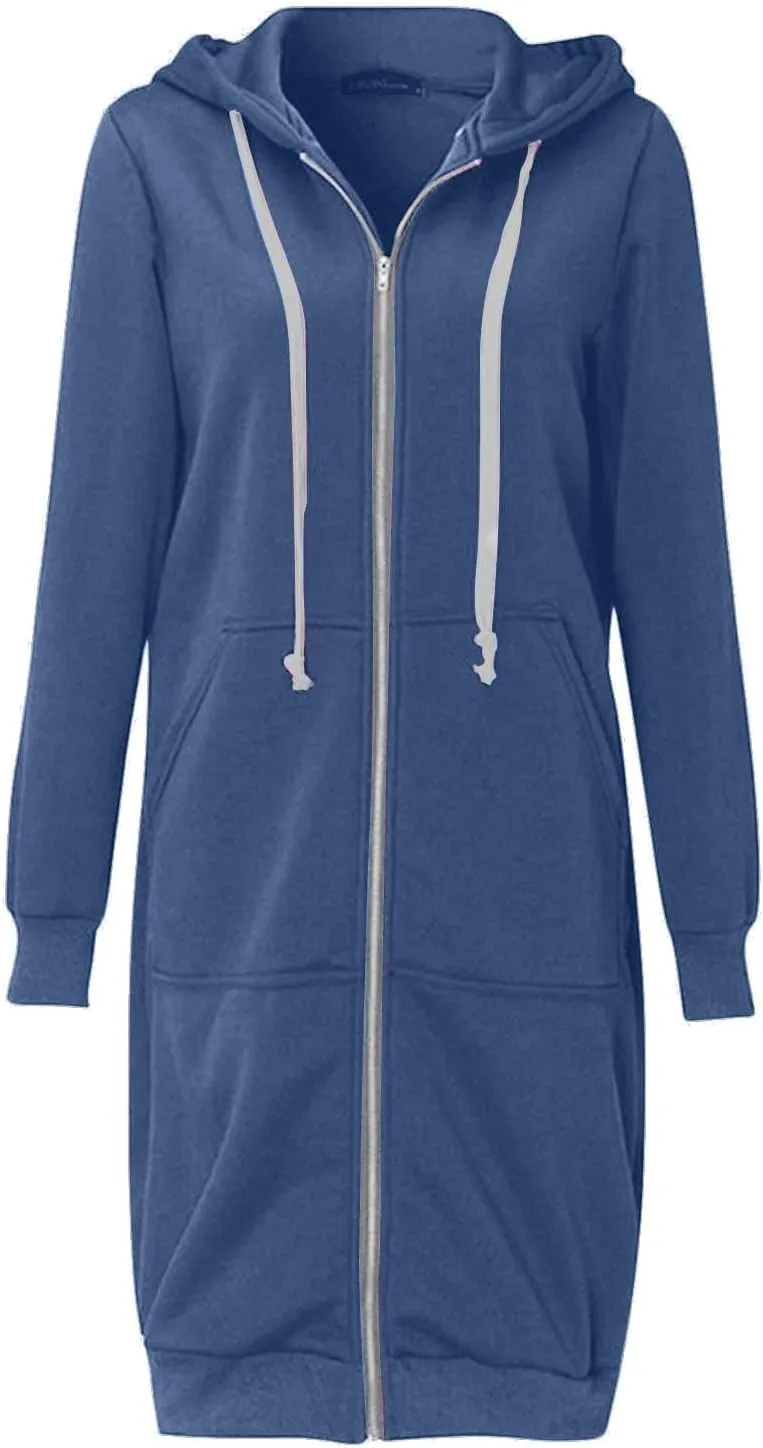 hlysgo Oversized Hoodies for Women Fall Zip Up Lightweight Tunic Sweatshirts Casual Long Sleeve Hooded Jackets with Pockets