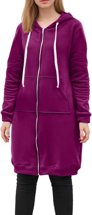 hlysgo Oversized Hoodies for Women Fall Zip Up Lightweight Tunic Sweatshirts Casual Long Sleeve Hooded Jackets with Pockets