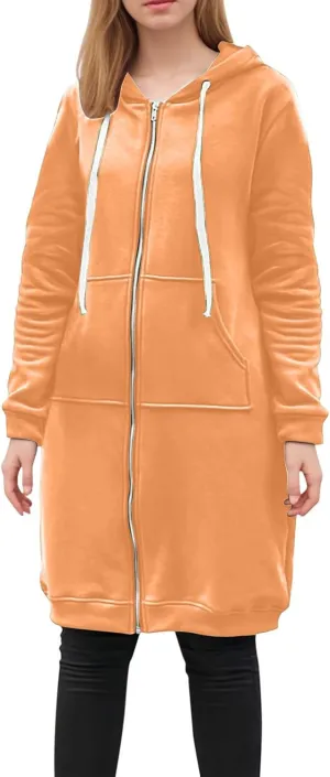 hlysgo Oversized Hoodies for Women Fall Zip Up Lightweight Tunic Sweatshirts Casual Long Sleeve Hooded Jackets with Pockets