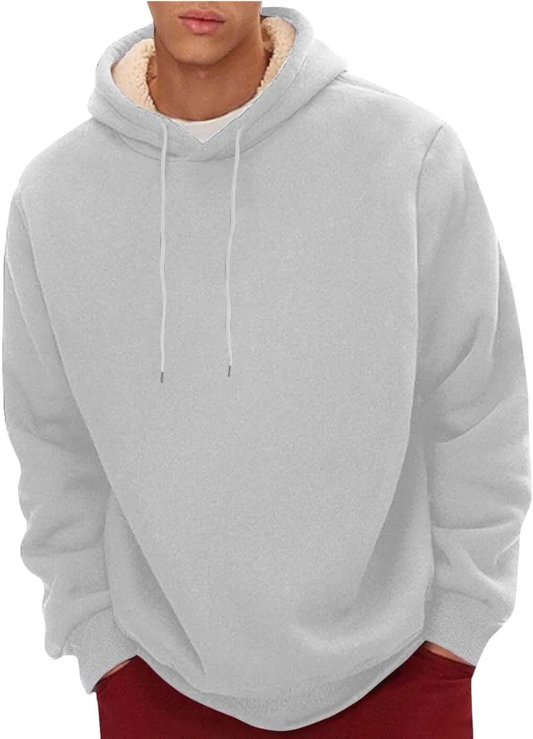 Hoodies for Men Heavyweight Fleece Sherpa Lined Hoodie Winter Warm Pullover Thick Thermal Windproof Sweatshirt