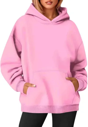 Hoodies For Women, Long Sleeve Oversized Fall Fashion Pullover Tops Casual Holiday Plain Sweatshirts With Pockets