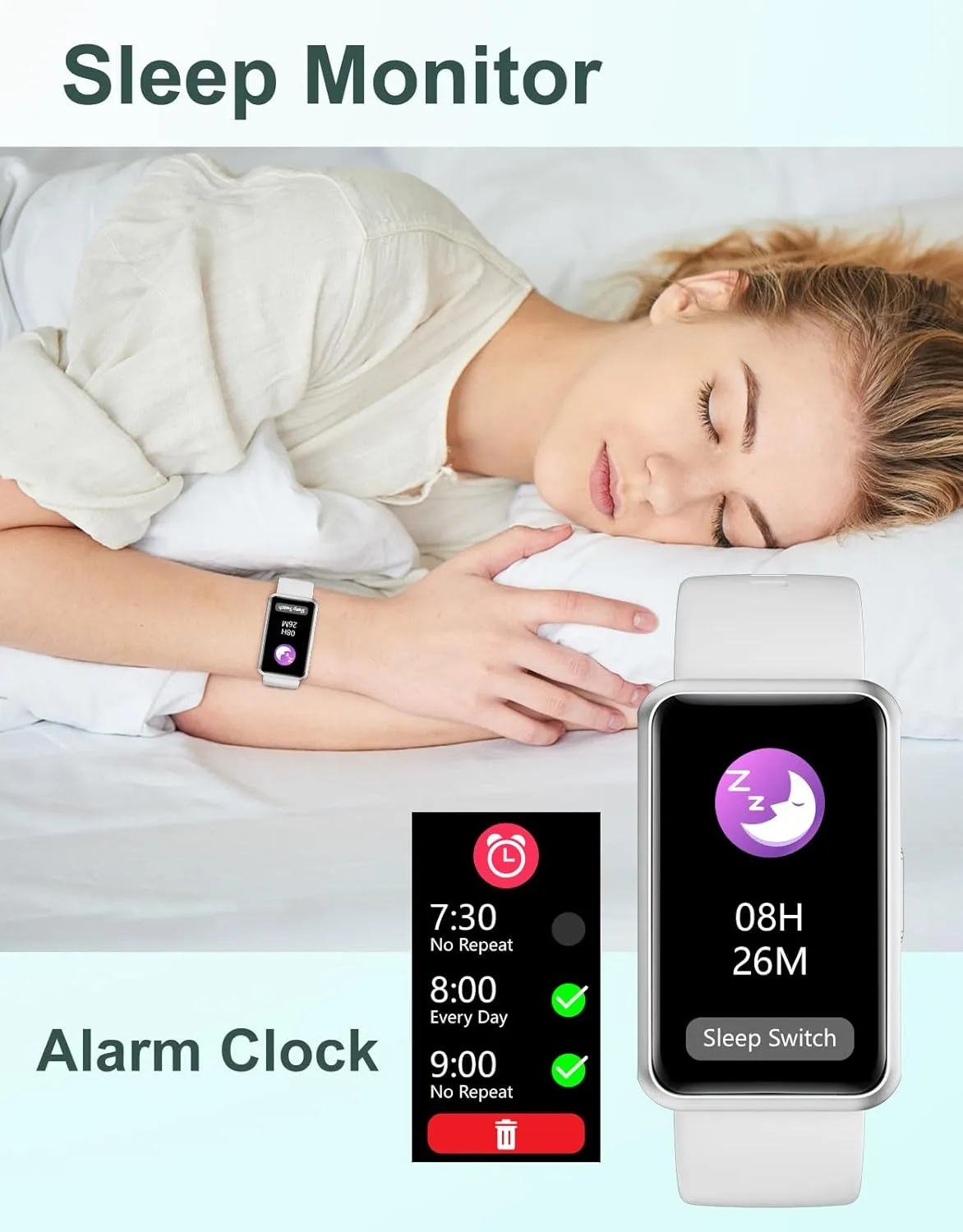 HUAKUA Fitness Tracker No Bluetooth No APP No Phone Needed, Fitness Watch for Men Women Parents IP68 Waterproof with Full Touch Screen Steps Calories Counter Sleep Tracker Alarm Clocks (Gray)