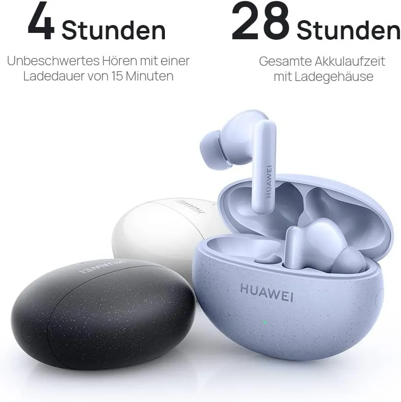 HUAWEI FreeBuds 5i Wireless Headphones, TWS Bluetooth Headphones, Hi-Res Sound, Multi-Mode Noise Cancellation, 28 Hours Battery Life, Waterproof (White) (FreeBuds 5i, Blue)