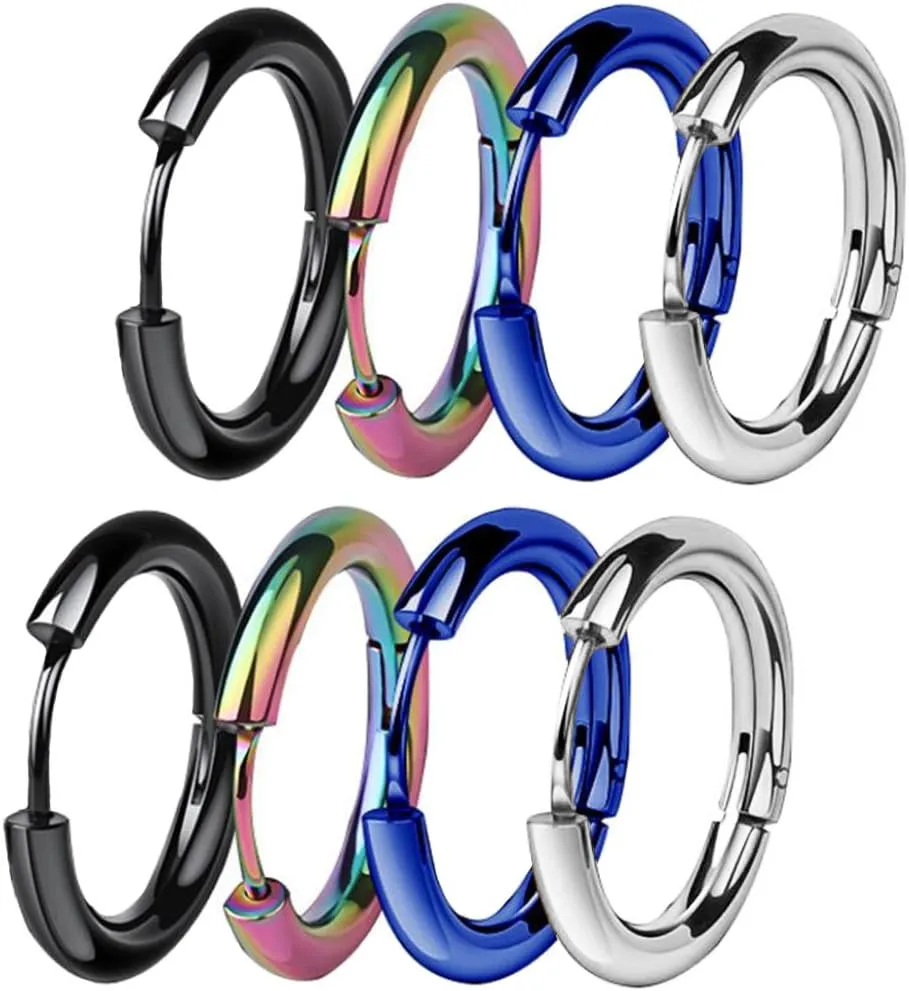 Hypoallergenic Titanium Steel Loop Earrings Set for Men Women Huggie Hoop Cartilage Piercing 18G