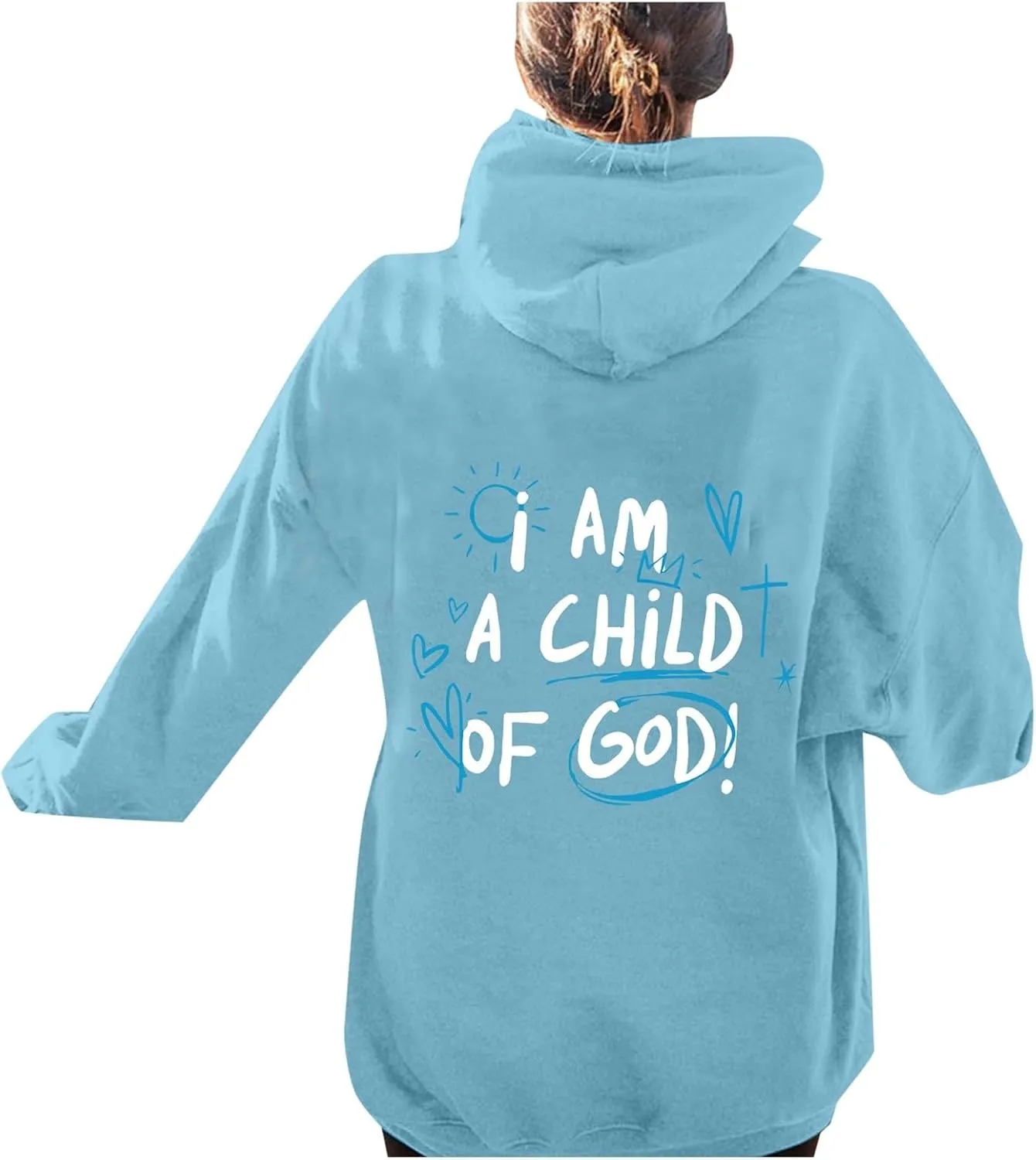 i AM A Child Of F God Graphic Hoodie For Women Long Sleeve Preppy Sweatshirt Y2K Casual Hooded Pullover Tops With Pockets