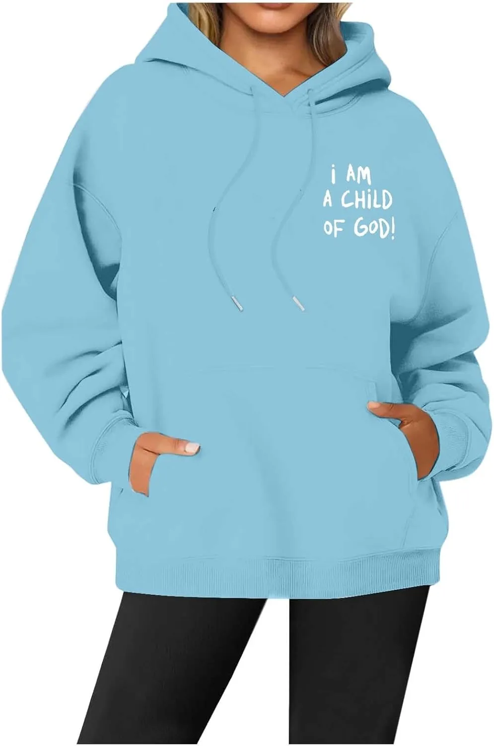i AM A Child Of F God Graphic Hoodie For Women Long Sleeve Preppy Sweatshirt Y2K Casual Hooded Pullover Tops With Pockets
