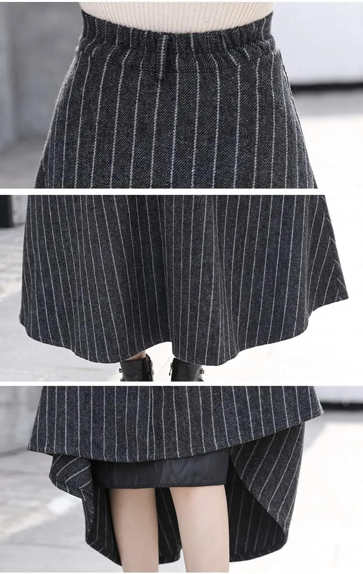 IDEALSANXUN Long Wool Skirts for Womens Fall Winter High Waist Vintage Pleated Skirts