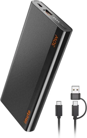 imuto 30W Slim Portable Charger for iPad Pro, Pixel iPad External Battery 30W Power Bank for iPhone 15/iPhone 15 Pro/iPad Pro 12.9/11in/ iPad Mini 6/ iPad Air 5/Portable Charger Pixel 6A 7 Pro 5A 5G