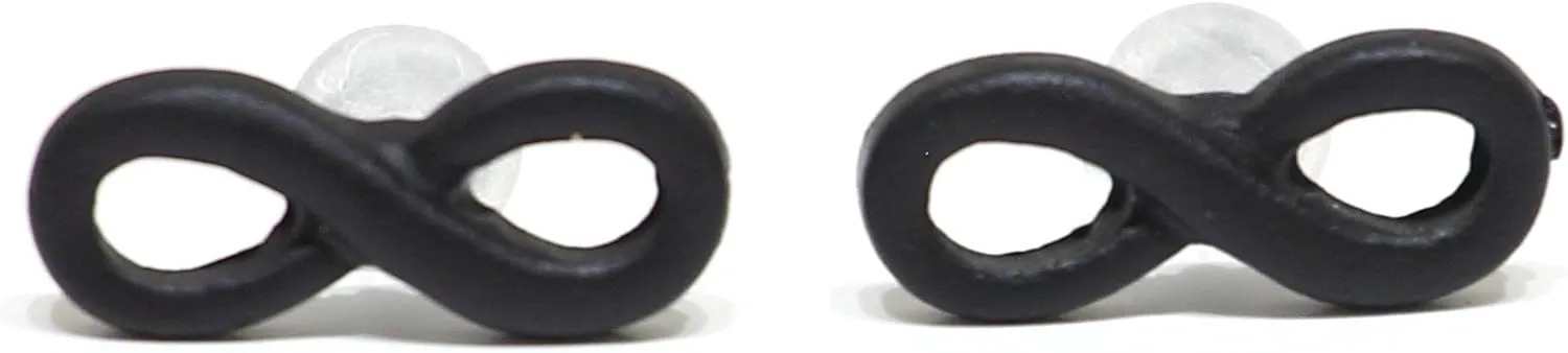 Infinity Loop Symbol Post Earrings Black Studs ED37 Fashion Jewelry