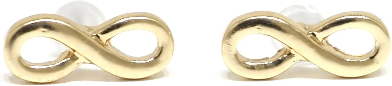 Infinity Loop Symbol Post Earrings Gold Tone Studs ED38 Fashion Jewelry