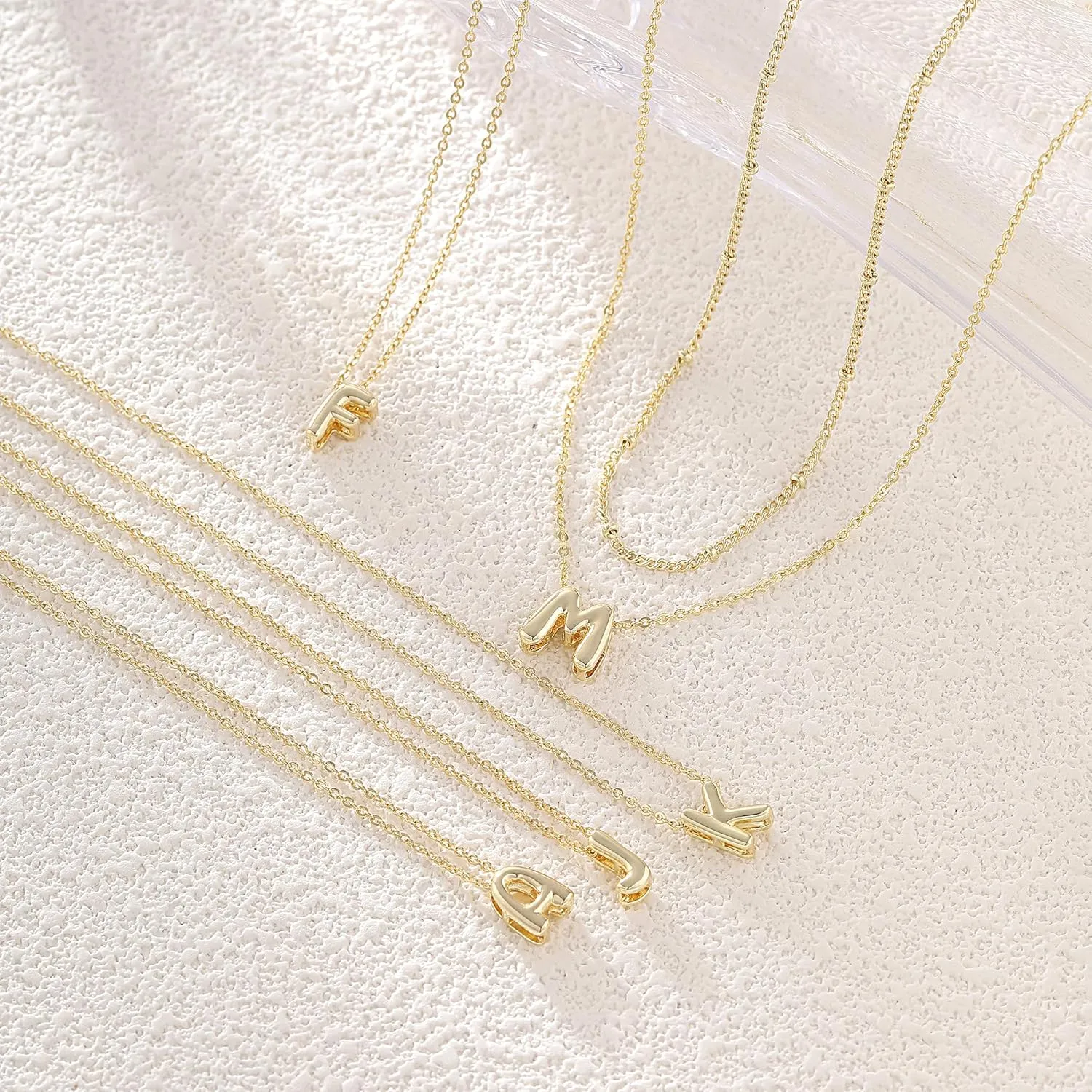 Initial Layered Necklaces for Women, Letter A-Z Pendant Chain,Trendy Bead Necklace