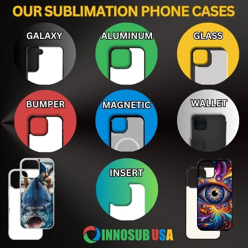 INNOSUB USA Sublimation Phone Cases Set of 5Pcs  Protective Case Compatible with iPhone 15 Pro MAX Includes Tempered Glass Inserts  Cell Phone Case Supports Wireless Charging Black