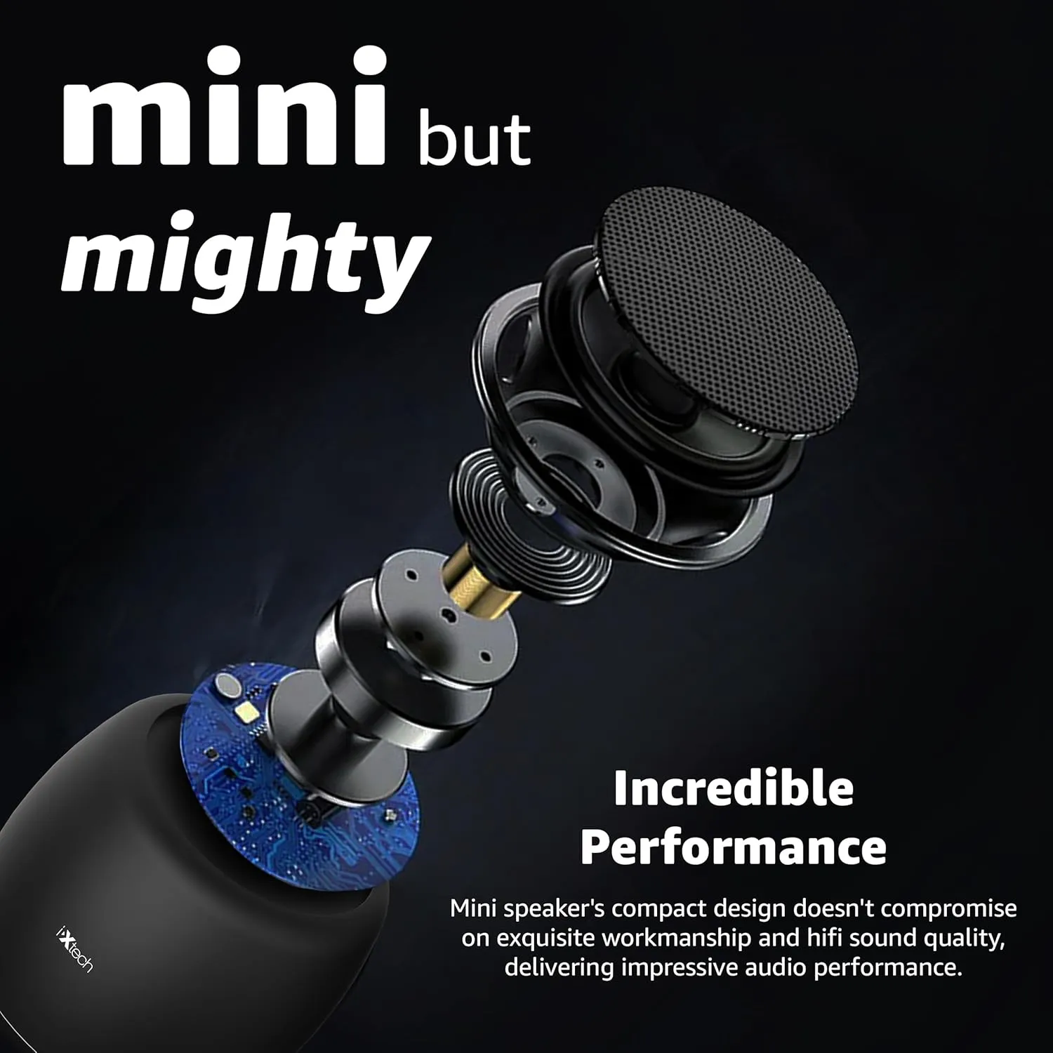IXTECH Portable Bluetooth Speaker with Remote Shutter and Built-in Microphone - Mini Wireless Travel Speaker for Outdoors