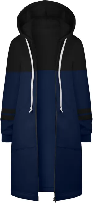 Jackets for Women Zip up Hoodies Y2K Knee Length Hooded Fleece Oversized Sweatshirts with Pockets Fall Outfits 2024