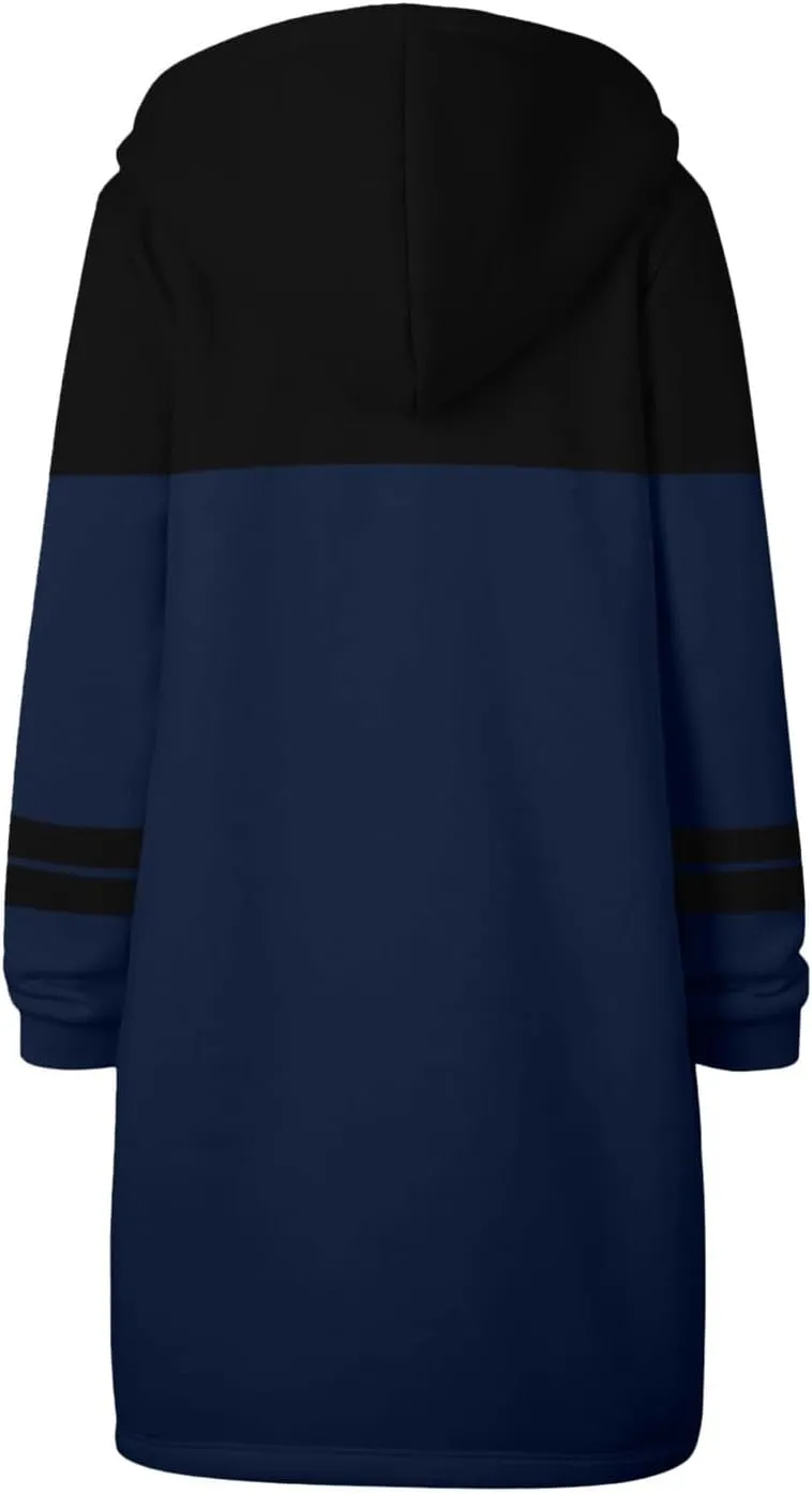 Jackets for Women Zip up Hoodies Y2K Knee Length Hooded Fleece Oversized Sweatshirts with Pockets Fall Outfits 2024