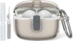 JBL Vibe 200TWS/Beam Secure Lock TPU Protective Case Cover With Carabiner and Cleaner Kit (Clear Grey), PEI-D46-1