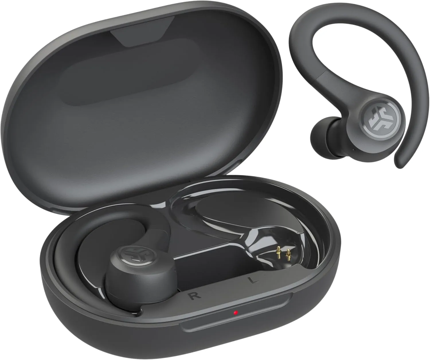 JLab Go Sport  Wireless Workout Earbuds Featuring C3 Clear Calling, Secure Earhook Sport Design, 35  Hour Bluetooth Playtime, and 3 EQ Sound Settings (Graphite)