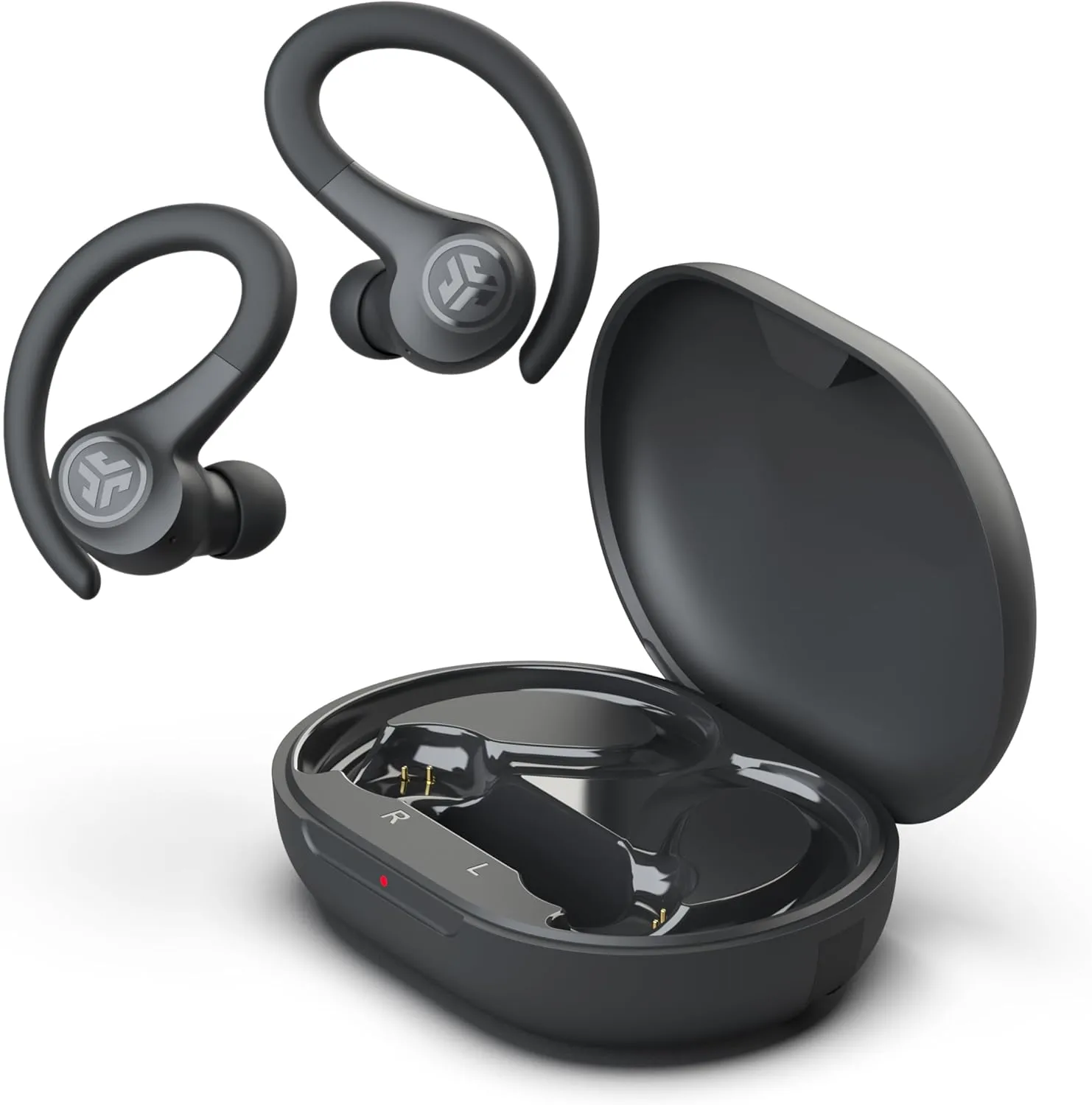 JLab Go Sport  Wireless Workout Earbuds Featuring C3 Clear Calling, Secure Earhook Sport Design, 35  Hour Bluetooth Playtime, and 3 EQ Sound Settings (Graphite)