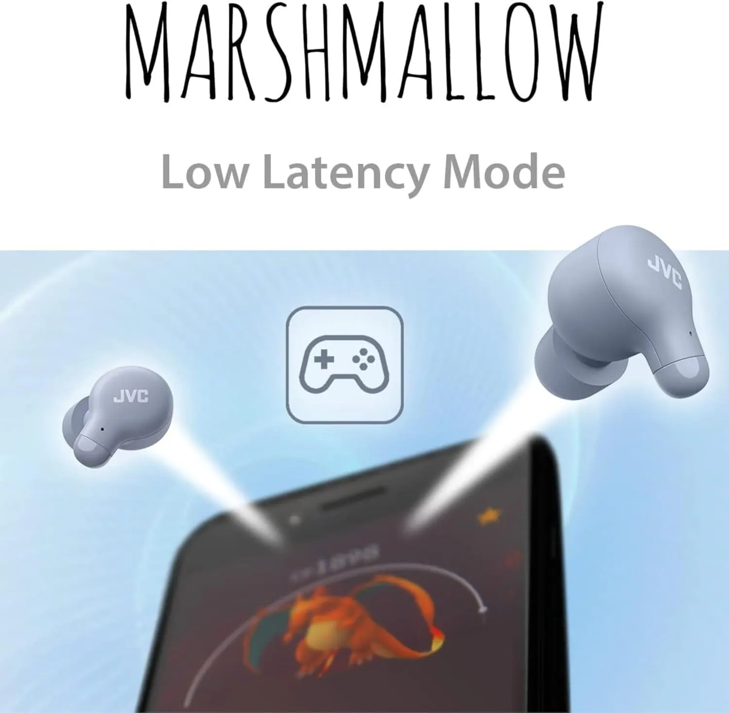 JVC Marshmallow True Wireless Earbuds - Bluetooth 5.3 in-Ear Earbud Headphones for iPhone/Android - IPX4 Water Resistant - 28 Hr Playtime with Compact Charging Case, S/M/L Memory Foam Earpieces, Mic
